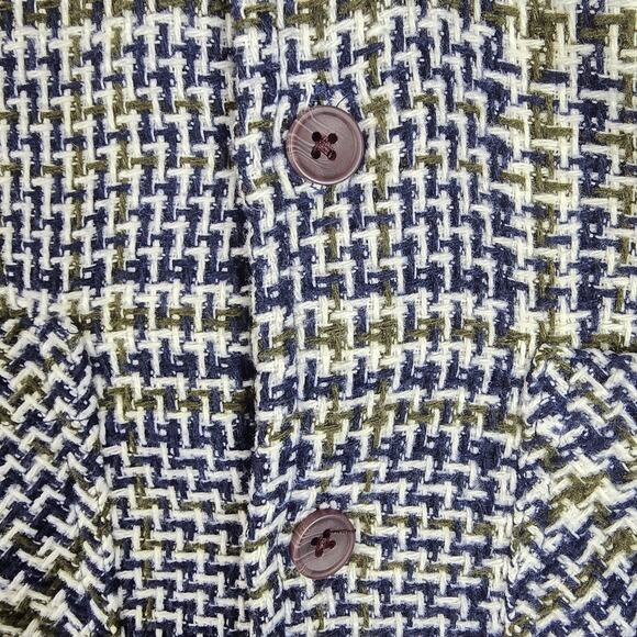 Common People White Blue Green Plaid Button Up Collared Woven Shacket Size M - Picture 5 of 10